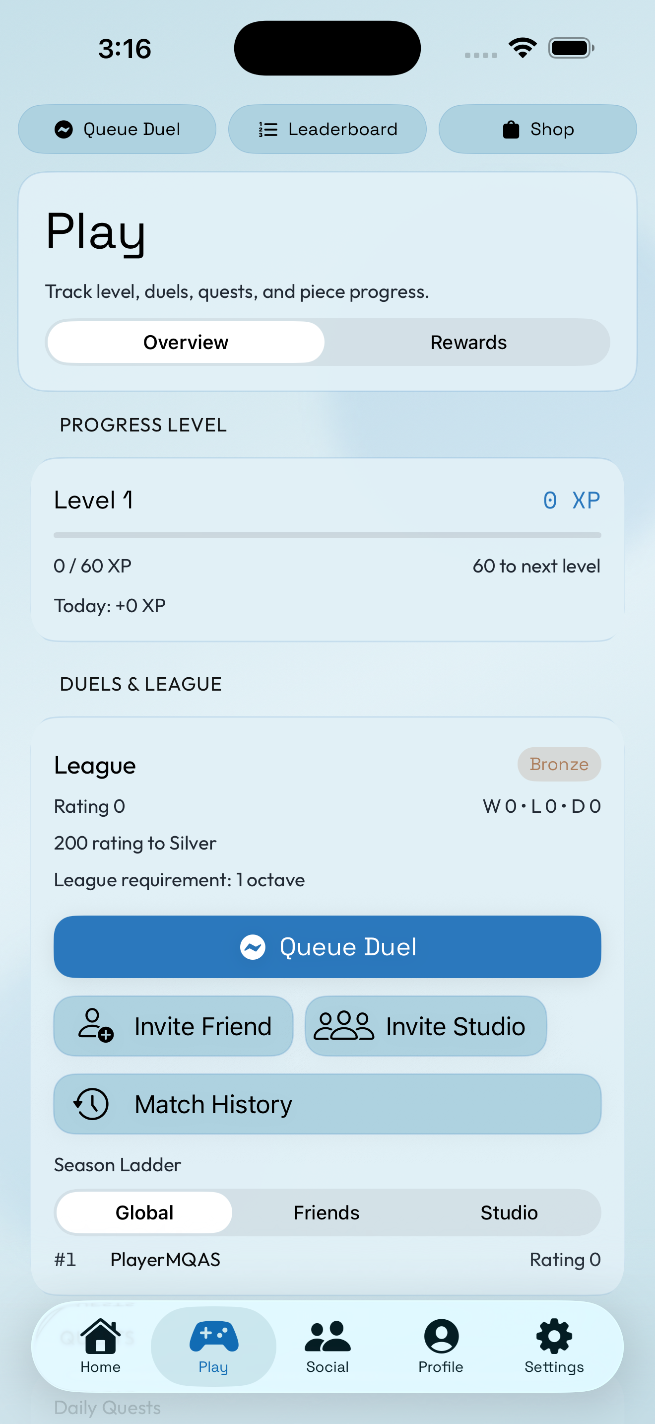 PractiQuest play screen