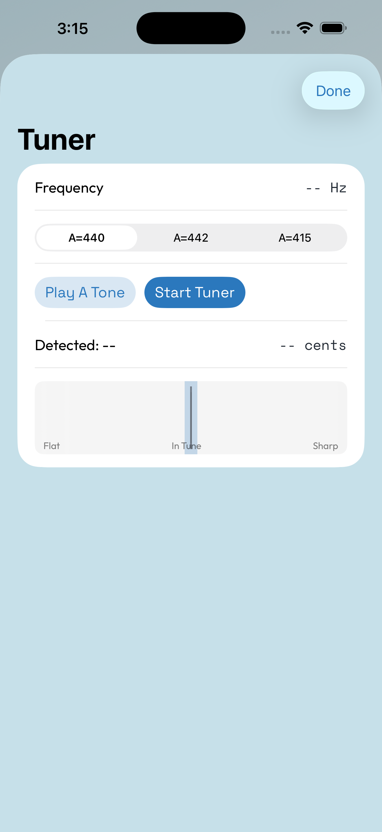 PractiQuest tuner screen